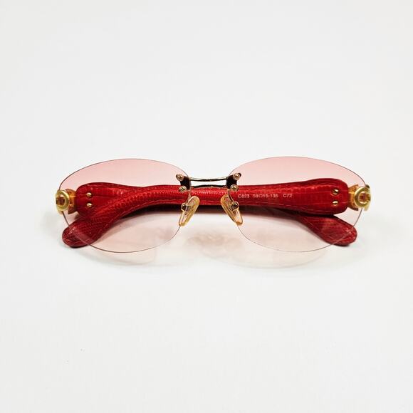Y2k Celine Rimless Sunglasses Leather Wrapped Horsebit Hinge Vintage
